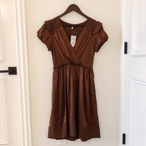 BCBGMAXAZRIA brown silk dress